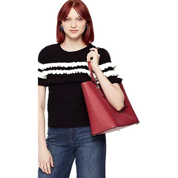 KATE SPADE~Cameron Street Harmony~RED SAFFIANO LEATHER LARGE CARRYALL TOTE BAG - Picture 2 of 6
